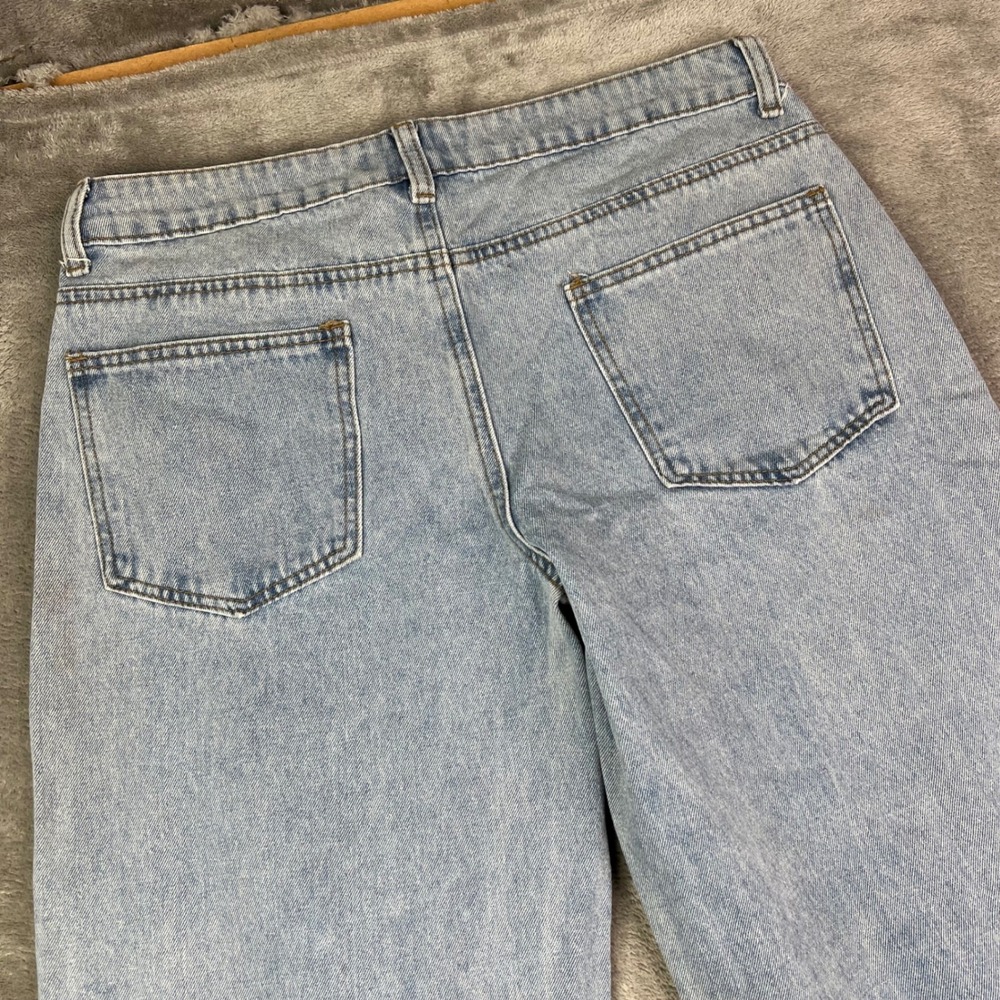 Edikted Wide Leg Jeans Womens Medium Light Blue Wash 100% Cotton Relaxed Denim - Picture 14 of 14